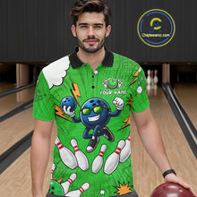 Load image into Gallery viewer, Green Funny Bowling Ball Jersey For Men Custom Bowling Team Shirt, Bowling Uniform Polo &amp; 1/4 Zip TDM6422