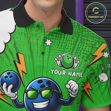 Load image into Gallery viewer, Green Funny Bowling Ball Jersey For Men Custom Bowling Team Shirt, Bowling Uniform Polo &amp; 1/4 Zip TDM6422