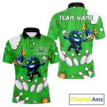 Load image into Gallery viewer, Green Funny Bowling Ball Jersey For Men Custom Bowling Team Shirt, Bowling Uniform Polo &amp; 1/4 Zip TDM6422
