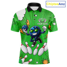 Load image into Gallery viewer, Green Funny Bowling Ball Jersey For Men Custom Bowling Team Shirt, Bowling Uniform Polo &amp; 1/4 Zip TDM6422