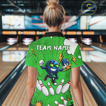 Load image into Gallery viewer, Green Funny Bowling Ball Jersey For Women Custom Bowling Team Shirt, Bowling Uniform Polo &amp; 1/4 Zip TDM6422