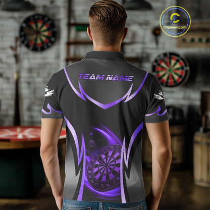 Purple Dartboard Lightning Darts Polo & 1/4 Zip Custom Darts Shirt For Men, Darts Team Jersey TDM5335