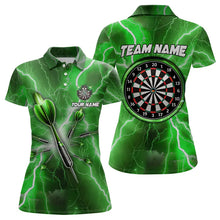 Load image into Gallery viewer, Green Thunder Lightning 3D Women Darts Polo &amp; Quarter Zip Custom Dart Shirts For Women Dart Jerseys TDM3338