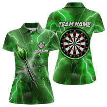 Load image into Gallery viewer, Green Thunder Lightning Darts Polo &amp; Quarter Zip Custom Dart Shirts For Women Dart Jerseys TDM3338