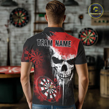 Load image into Gallery viewer, Personalized Red Grunge Skull Darts Shirt For Men Custom Darts Jersey Team Polo &amp; Quarter Zip TDM6430
