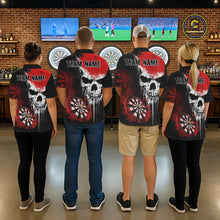Load image into Gallery viewer, Personalized Red Grunge Skull Darts Shirt For Men Custom Darts Jersey Team Polo &amp; Quarter Zip TDM6430