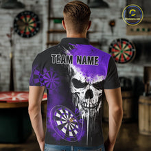 Load image into Gallery viewer, Personalized Purple Grunge Skull Darts Shirt For Men Custom Darts Jersey Team Polo &amp; 1/4 Zip TDM6431
