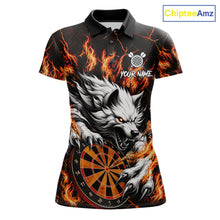 Load image into Gallery viewer, Custom Orange Dartboard Wolf Darts Shirt For Women, Fire Darts Team Jersey Polo &amp; Quarter Zip TDM6433