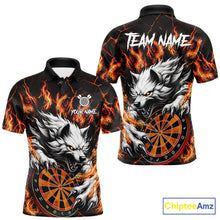 Load image into Gallery viewer, Custom Orange Dartboard Wolf Darts Shirt For Men, Fire Darts Team Jersey Polo &amp; Quarter Zip TDM6433