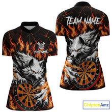 Load image into Gallery viewer, Custom Orange Dartboard Wolf Darts Shirt For Women, Fire Darts Team Jersey Polo &amp; Quarter Zip TDM6433