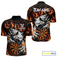 Load image into Gallery viewer, Custom Orange Dartboard Wolf Darts Shirt For Men, Fire Darts Team Jersey Polo &amp; Quarter Zip TDM6433
