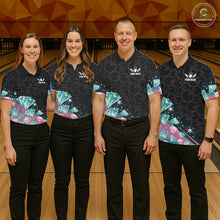 Load image into Gallery viewer, Funny Pink And Turquoise Diamonds Bowling Shirt For Women, Custom Bowling Team Jersey Polo &amp; 1/4 Zip TDM6627