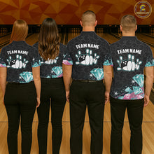 Load image into Gallery viewer, Funny Pink And Turquoise Diamonds Bowling Shirt For Women, Custom Bowling Team Jersey Polo &amp; 1/4 Zip TDM6627