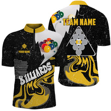 Load image into Gallery viewer, Personalized 9 Ball Billiard Shirts For Men Custom Grunge Yellow Black 9 Ball Pool Jerseys TDM1922
