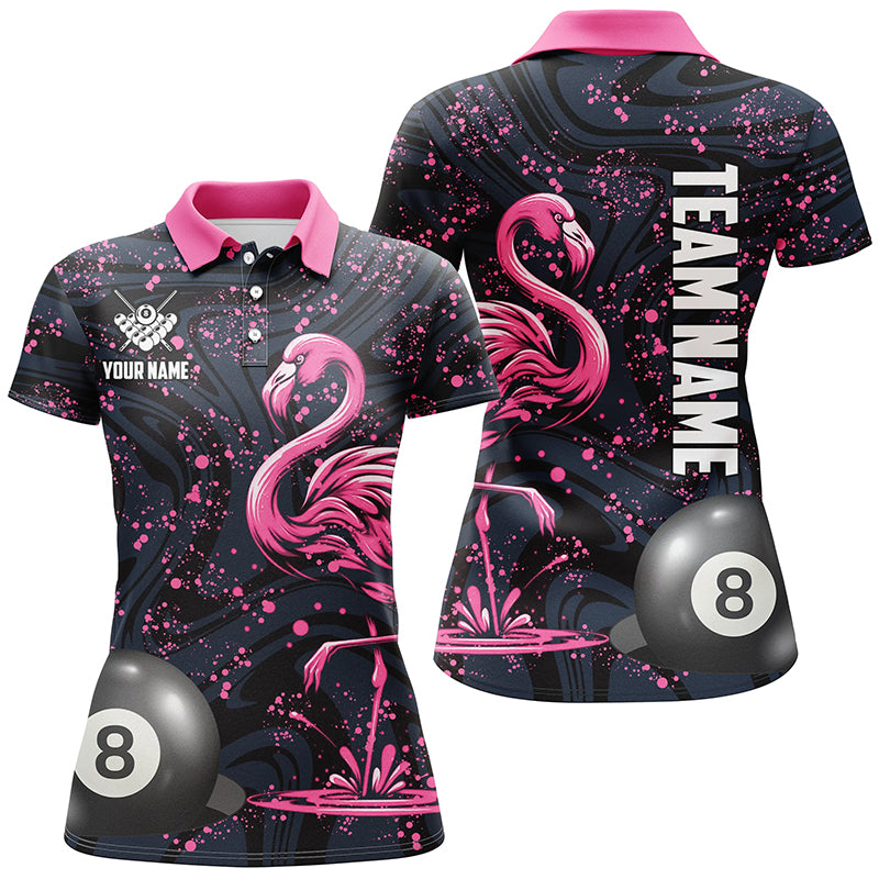 Pink Grunge Flamingo 8 Ball Pool Billiard Shirts For Women Custom Billiard Team Jerseys Apparel TDM2117