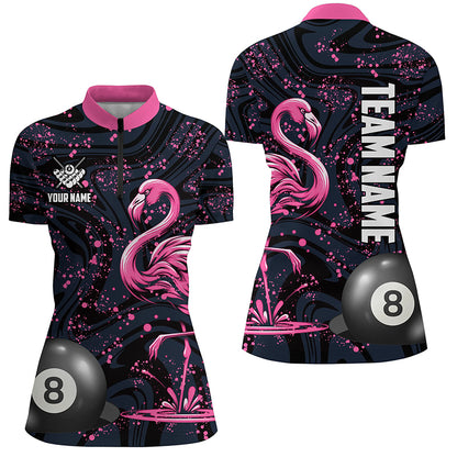 Pink Grunge Flamingo 8 Ball Pool Billiard Shirts For Women Custom Billiard Team Jerseys Apparel TDM2117