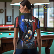 Load image into Gallery viewer, American Flag Eagle 8 Ball Billiard Polo &amp; 1/4 Zip For Women Custom Billiard Jersey, Pool Team Shirt TDM5112