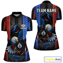 Load image into Gallery viewer, American Flag Eagle 8 Ball Billiard Polo &amp; 1/4 Zip For Women Custom Billiard Jersey, Pool Team Shirt TDM5112