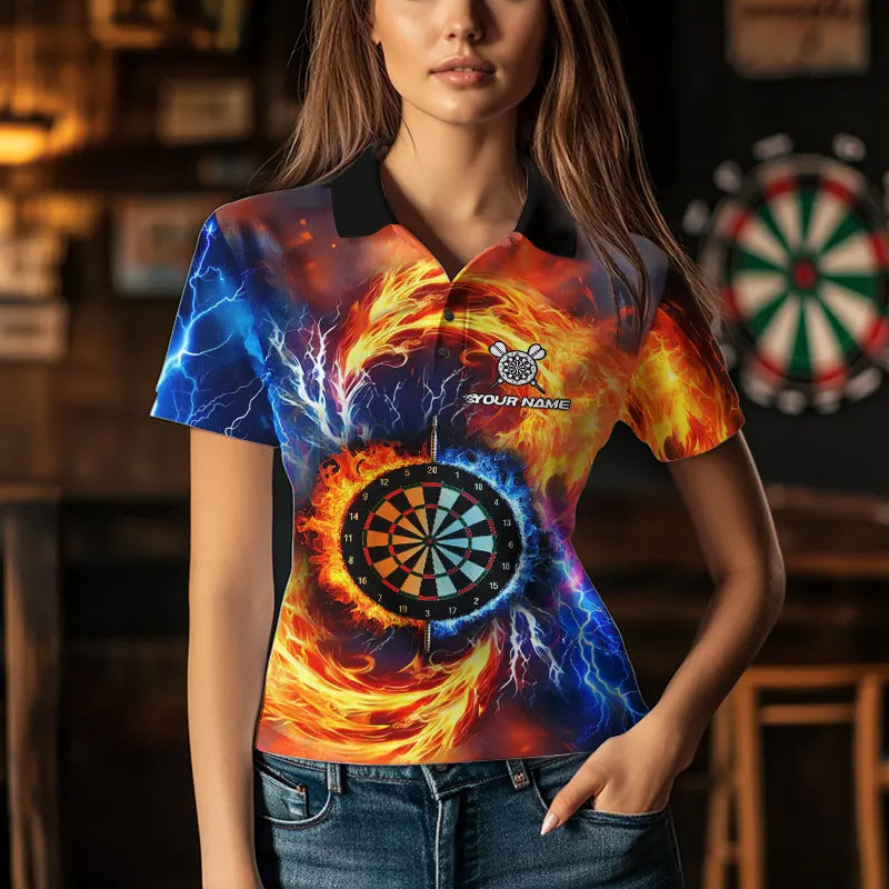Personalized Water Fire Dart Shirt With Pocket Option For Women, Darts Jersey TDM3510