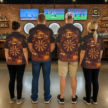 Load image into Gallery viewer, Personalized Fire Flaming Dartboard Beer Darts Polo &amp; 1/4 Zip For Women Custom Darts Team Jersey TDM5827