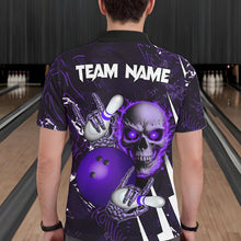Load image into Gallery viewer, Personalized Skull Bowling Jersey For Men Custom Bowling Team Shirt Polo &amp; Quarter Zip | Purple TDM6207