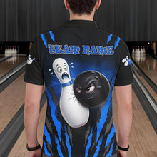 Load image into Gallery viewer, Funny Bowling Ball Custom Black And Blue Bowling Shirt For Men, Bowling Team Jersey Polo &amp; 1/4 Zip TDM6211