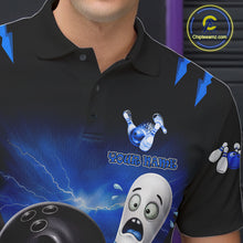 Load image into Gallery viewer, Funny Bowling Ball Custom Black And Blue Bowling Shirt For Men, Bowling Team Jersey Polo &amp; 1/4 Zip TDM6211