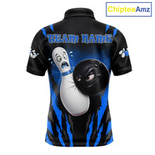 Load image into Gallery viewer, Funny Bowling Ball Custom Black And Blue Bowling Shirt For Men, Bowling Team Jersey Polo &amp; 1/4 Zip TDM6211