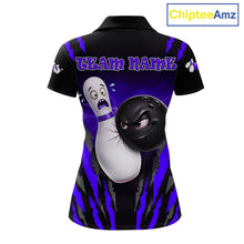Load image into Gallery viewer, Funny Bowling Ball Custom Black And Purple Women's Bowling Shirt, Bowling Team Jersey Polo &amp; 1/4 Zip TDM6212
