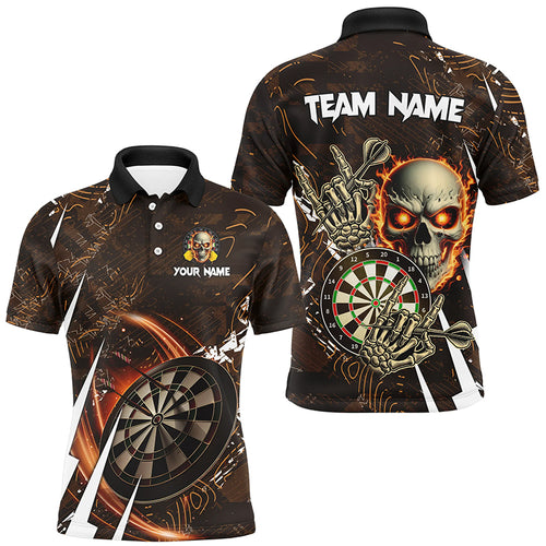 Personalized 3D Skull Darts Polo & 1/4 Zip Shirts For Men Custom Cool Darts League Team Jerseys TDM2391