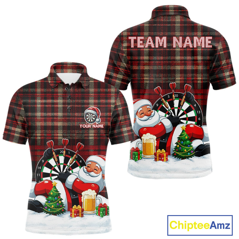 Funny Christmas Santa Mens Dart Shirts Custom Xmas Dart Jersey, Gifts For Dart Players TDM5130