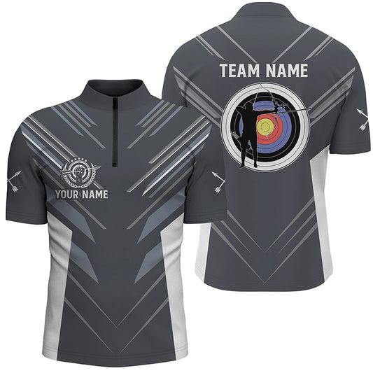 Custom Grey Archery Jerseys Quarter-Zip Shirts For Men Best Archery Jersey Design Shirts TDM0659