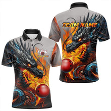 Load image into Gallery viewer, Personalized Dragon And Fire Bowling Shirts Polo &amp; 1/4 Zip For Men, Dragon Bowling Team Jerseys TDM3659