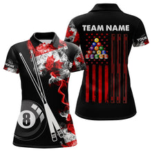 Load image into Gallery viewer, Personalized Canada Flag Smoke 8 Ball Pool Billiard Shirt For Women, Patriotic Billiard Team Jersey TDM3660
