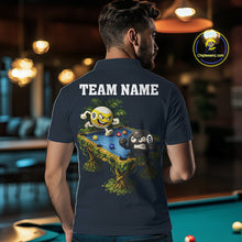 Load image into Gallery viewer, Blue Funny Tropical 8 Ball &amp; 9 Ball Billiard Shirt For Men Custom Pool Team Jersey Polo &amp; 1/4 Zip TDM6444