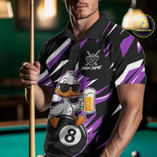 Load image into Gallery viewer, Custom Purple Funny Duck 8 Ball Pool Billiard Shirt For Men, Billiard Team Jersey Polo &amp; 1/4 Zip TDM6449