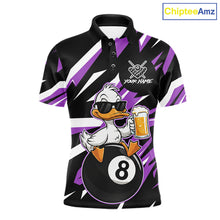 Load image into Gallery viewer, Custom Purple Funny Duck 8 Ball Pool Billiard Shirt For Men, Billiard Team Jersey Polo &amp; 1/4 Zip TDM6449