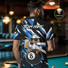 Load image into Gallery viewer, Custom Blue Funny Duck 8 Ball Pool Billiard Shirt For Men, Billiard Team Jersey Polo &amp; 1/4 Zip TDM6450