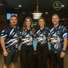 Load image into Gallery viewer, Custom Blue Funny Duck 8 Ball Pool Billiard Shirt For Men, Billiard Team Jersey Polo &amp; 1/4 Zip TDM6450