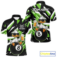 Load image into Gallery viewer, Custom Green Funny Duck 8 Ball Pool Billiard Shirt For Men, Billiard Team Jersey Polo &amp; 1/4 Zip TDM6451