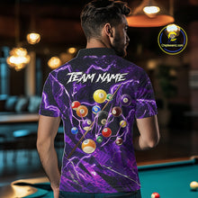Load image into Gallery viewer, Purple Thunder Lightning Pool Balls Billiard Shirt For Men Custom Billiard Jersey Polo &amp; 1/4 Zip TDM6452