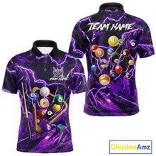 Load image into Gallery viewer, Purple Thunder Lightning Pool Balls Billiard Shirt For Men Custom Billiard Jersey Polo &amp; 1/4 Zip TDM6452