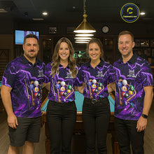 Load image into Gallery viewer, Purple Thunder Lightning Pool Balls Billiard Shirt For Men Custom Billiard Jersey Polo &amp; 1/4 Zip TDM6452