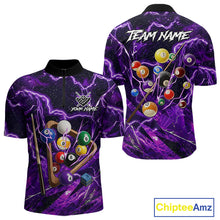 Load image into Gallery viewer, Purple Thunder Lightning Pool Balls Billiard Shirt For Men Custom Billiard Jersey Polo &amp; 1/4 Zip TDM6452
