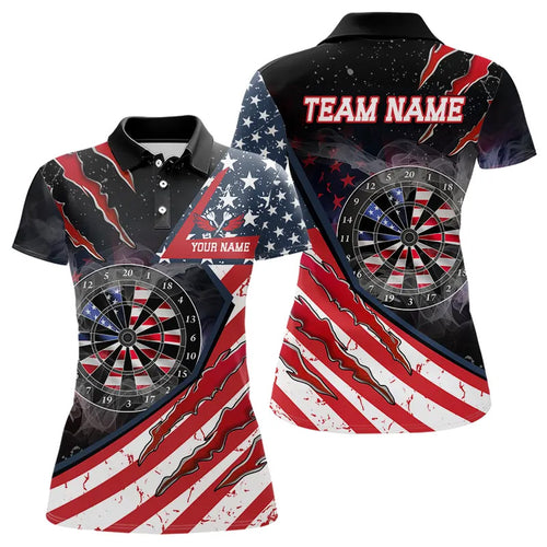 American Flag Smoke Dart Shirts For Women Custom Darts Jersey Pocket Option TDM3518