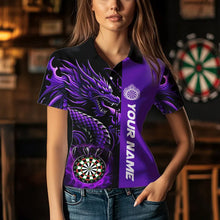 Load image into Gallery viewer, Custom Dragon Dart Shirts For Women, Personalized 3D Dart League Uniform Best Dart Jerseys |Purple TDM3501