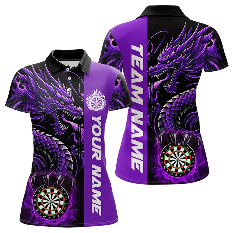Custom Dragon Dart Shirts For Women, Personalized 3D Dart League Uniform Best Dart Jerseys |Purple TDM3501