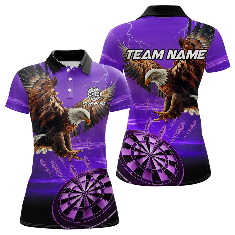 Personalized Purple Dartboard Eagle Darts Shirts For Women Custom Team Darts Jersey Polo & 1/4 Zip TDM3809