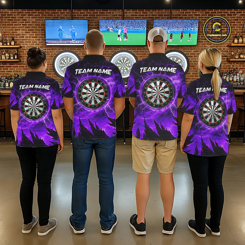Personalized Purple Darts Polo & 1/4 Zip For Women Custom Thunder Lightning Darts Team Jersey TDM6218