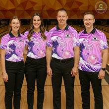 Load image into Gallery viewer, Pink And Purple Funny Waves Ocean Bowling Shirt For Women Custom Bowling Jersey Polo &amp; 1/4 Zip TDM6224